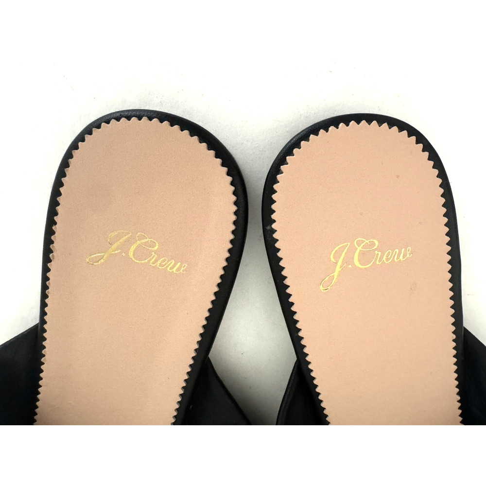 J Crew Twist-Knot Slide Sandals 12 Black Buttery Soft Leather Flats Style L5472 - Picture 5 of 10